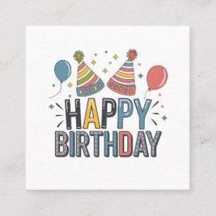 Carte De Visite Carré Chapeaux de fête d'anniversaire joyeux