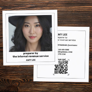 Carte De Visite Carré Chargeur de taxe QR et photo personnalisés