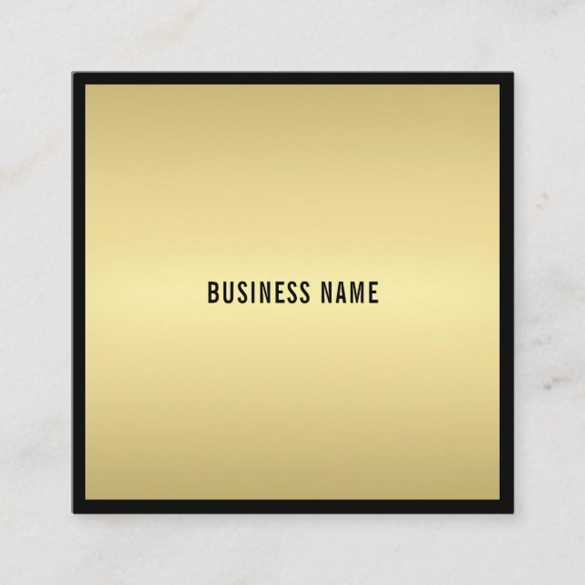Carte De Visite Carré Charme Moderne Glamor Elégant Black Gold Luxe (Devant)