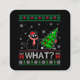 Carte De Visite Carré Chat Ce Chat Noir Drôle Poussant Arbre De Noël