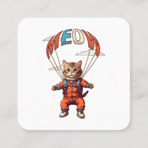 Carte De Visite Carré Chat drôle de parachutisme