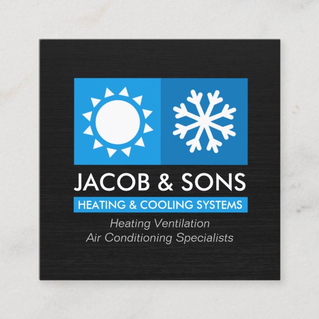 Carte De Visite Carré Chauffage Ventilation Climatisation Refroidissemen (Devant)