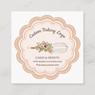 Carte De Visite Carré Chef boulangerie Fleur de Whisk