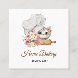 Carte De Visite Carré Chef Kitten Bakery