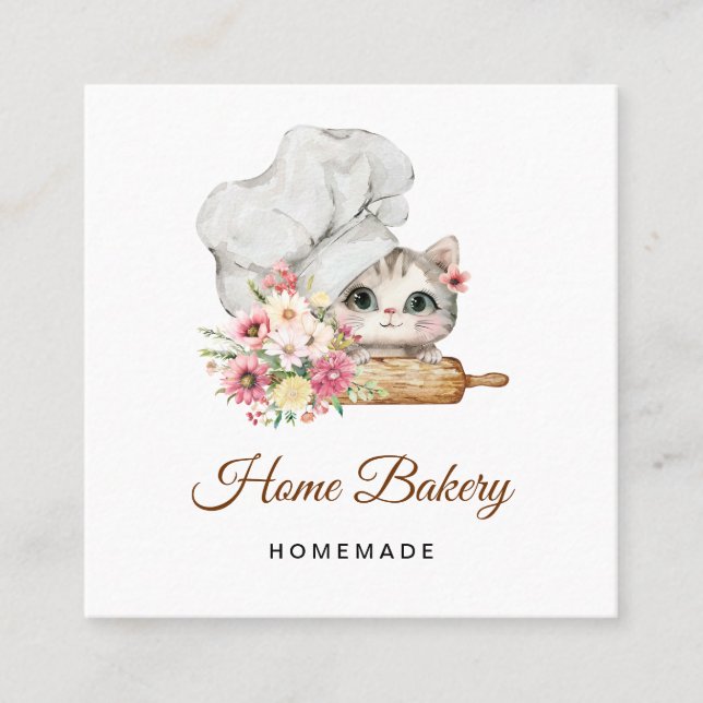 Carte De Visite Carré Chef Kitten Bakery (Devant)