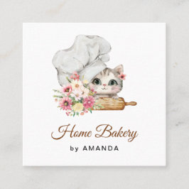 Carte De Visite Carré Chef Kitten Thank you