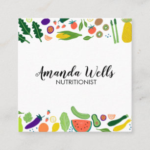 Carte De Visite Carré Chef nutritionniste entraîneur de légumes unique