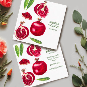 Carte De Visite Carré Chef Nutritionniste Entraîneur Grenades Fruit d'au
