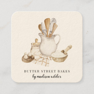 Carte De Visite Carré Chef pâtisserie boulangerie