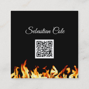 Carte De Visite Carré Chef Personnel Cuisine Flamme Catering
