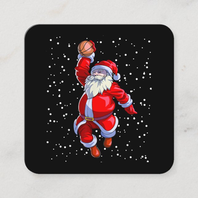 Carte De Visite Carré Chemise de Noël de basket Hommes garçons Basketbal (Devant)
