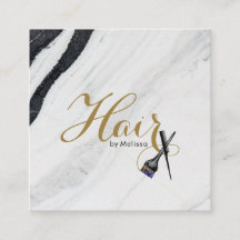 Cheveux Black & Marbre blanc Moderne par votre nom