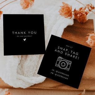 Carte De Visite Carré Chic Black Social Media Snap Merci Share