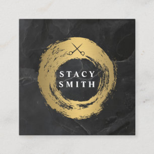 Carte De Visite Carré Chic Faux Gold brossé   Marbre Lux