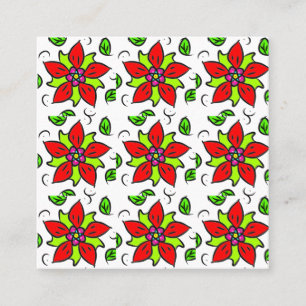 Carte De Visite Carré Chic floral rouge