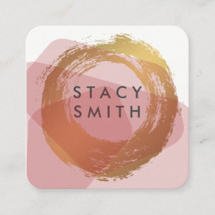 Carte De Visite Carré Chic Gold brossé couleur moderne bloc 2