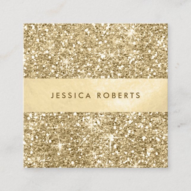 Carte De Visite Carré Chic Gold Parties scintillant Motif de mode (Devant)
