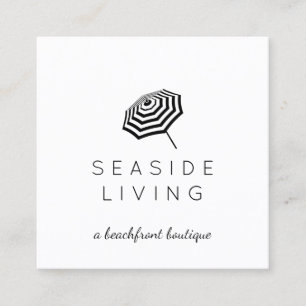 Carte De Visite Carré Chic Plage Parapluie Logo Boutique
