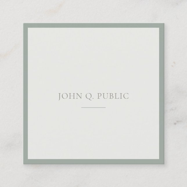 Carte De Visite Carré Chic Professional Clean Design Modèle vert (Devant)