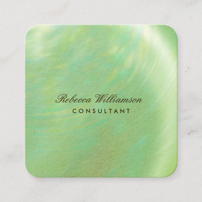 Carte De Visite Carré Chic Vert brossé métal (Devant)