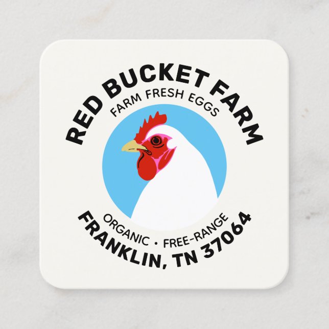 Carte De Visite Carré Chicken Farm Oeufs frais Moderne (Devant)