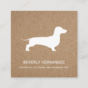Carte De Visite Carré Chien Dachshund Walker Trainer Chien assis KRAFT
