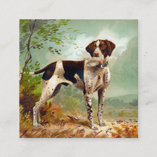 Carte De Visite Carré Chien de chasse avec oiseau dans la bouche