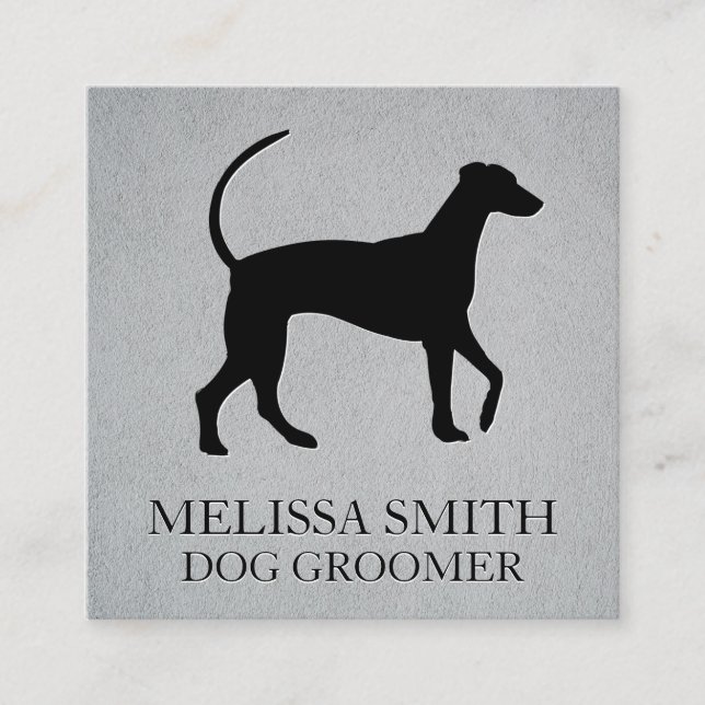 Carte De Visite Carré Chien Groomer | Abri animal | Icône Chien de chat (Devant)