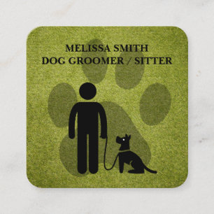 Carte De Visite Carré Chien Groomer Formateur Pâtes Turf