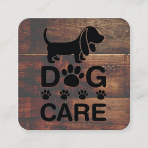 Carte De Visite Carré Chien Groomer   Soins des chiens   Pâtes   Bois