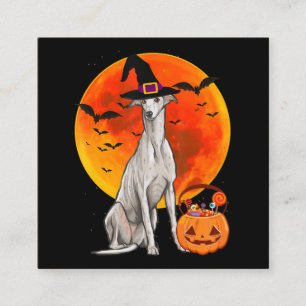 Carte De Visite Carré Chien Halloween Greyhound Jack-o'-lantern Citrouil