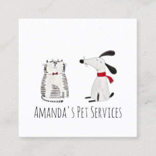 Carte De Visite Carré Chien Sitter Sitter Service pour animaux de compag