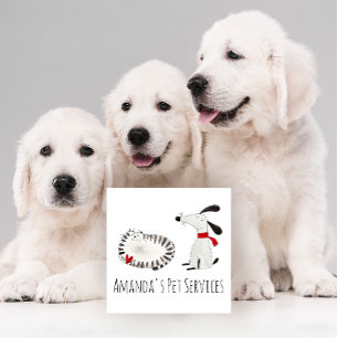Carte De Visite Carré Chien Sitter Sitter Service pour animaux de compag