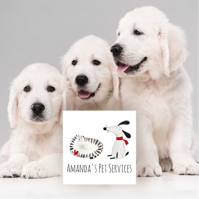 Carte De Visite Carré Chien Sitter Sitter Service pour animaux de compag (Créateur téléchargé)