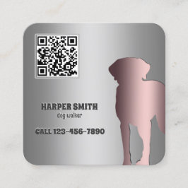 Carte De Visite Carré Chien Walker QR personnalisé