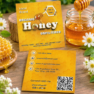 Carte De Visite Carré Chimier cru bio Marque locale QR Code mignonne Jau