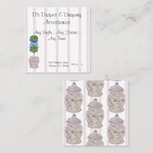 Carte De Visite Carré Chinoiserie rose Ginger Jar Jars Topiary Carré B