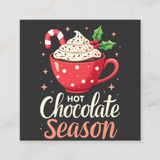 Carte De Visite Carré Chocolat chaud saison Amateurs de Noël (Devant)