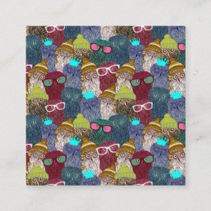 Carte De Visite Carré Chouette dans la couronne