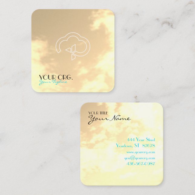 Carte De Visite Carré Christian Eternal Life Cross & Cloud (Devant / Derrière)