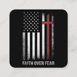 Carte De Visite Carré Christian US USA Drapeau américain Christ Faith su