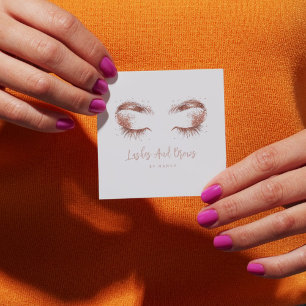 Carte De Visite Carré Cils et sourcils Rose gold glitter