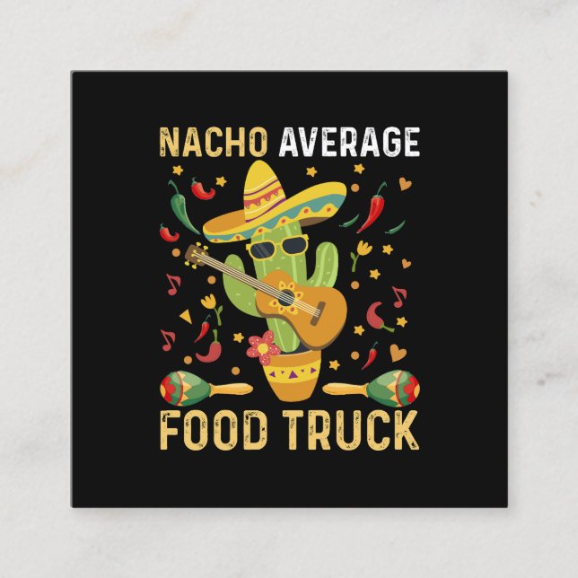 Carte De Visite Carré Cinco De Mayo Chef Nacho Moyenne Nourriture Camion (Devant)