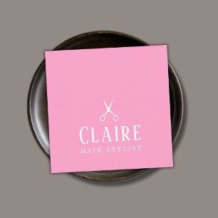 Carte De Visite Carré Ciseaux blancs Roses minimaux élégants