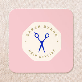 Carte De Visite Carré Ciseaux de la liste de cheveux Emblème rose