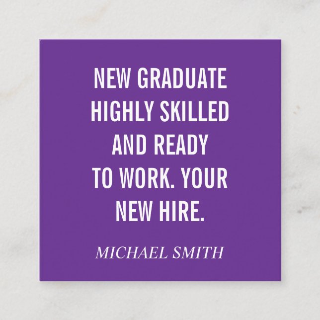 Carte De Visite Carré Citation en gras violet (Devant)