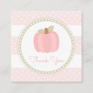 Carte De Visite Carré Citrouille rose bébé fille douche Preppy Stripes p