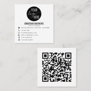 Carte De Visite Carré Classic Basic Professionnel Logo Entreprise Code Q