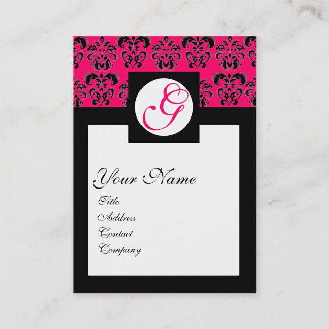 Carte De Visite CARRÉ CLASSIQUE DAMASK MONOGRAM, fuchsia rose (Devant)