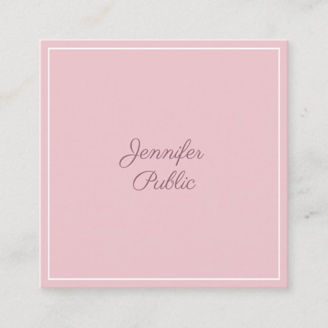 Carte De Visite Carré Classique Rose Stylish Simple Simple Luxe tendance (Devant)